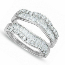 Solitaire Enhancer Round Cut Moissanite Ring Guard Wrap White Gold Plated Jacket - £85.93 GBP