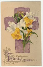 Vintage Postcard Easter Daffodils Purple Cross 1913 Embossed John Winsch - £5.44 GBP