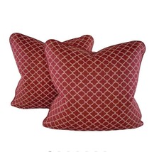 Pr Pillow Covers 18&quot; P Kaufmann Waverly Red Fretwork Geometric Lattice Trellis - £42.35 GBP