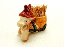 Porcelain Figural Toothpick Holder, Burro Pulling Barrel Cart, Vintage, ... - £15.57 GBP