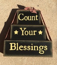 Primitive Wood Stacking Blocks -  72097BLK - Count Your Blessings Block - $11.95