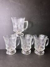 Indiana Glass Tiara Ponderosa Pine 8oz Clear Footed Coffee Mugs Vintage ... - $22.00