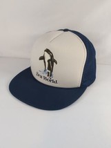 VTG Sea World Blue &amp; White Snapback Mesh Trucker Hat Cap Vintage 1987 - £16.51 GBP