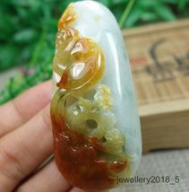 Certified Icy Yellow+Red Burma 100%Natural A jadeite jade Pendant~Magpie 喜上眉梢 - £223.00 GBP