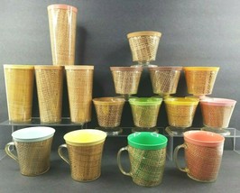 16 Raffiaware Burlap Straw Vintage Tumbler Mug Sherbet Mid Century Melam... - $89.07