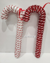 XL Christmas Holiday 12&quot; Red White Candy Cane Peppermint Ornaments Decor  2pc - £18.98 GBP