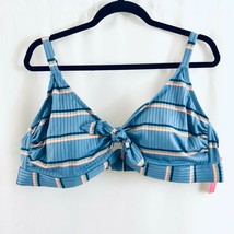 Xhilaration Bikini Top Keyhole Tie Front Ribbed Striped Cups Blue Pink Size 22W - £7.66 GBP