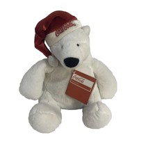 Coca Cola Polar Bear Santa Red Hat Plush Stuffed Animal Toy 2011 - £11.30 GBP