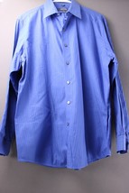 Kenneth Cole Rection Blue Stripe Button Up mens Shirt SZ 16/32    741 - $8.49