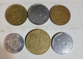 Vintage Lot Of 6 Different Costa Rica Coins 1980s 1990s 2005 Colones  - £12.28 GBP