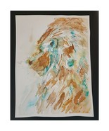 Lion Painting Teas Inks Untraditional Watercolor Painting 9x12 - $96.75