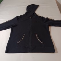 Izod Stretch Women's Black Spandex Cotton Blend Full Zip Hoodie Jacket Size L image 9