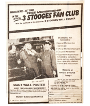 1982 3 Stooges Fan Club Membership Advertisement Movie Memorabilia DWJJ13 - $24.99