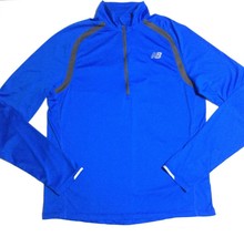 New Balance Mens Running Jacket Size M Cycling Shirt Blue Reflective Pullover - £14.92 GBP
