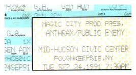 Anthrax Public Enemy Concert Ticket Stub September 24 1991 Poughkeepsie ... - £27.24 GBP