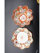 Antique Japanese Hand Painted Footed Berry Bowl Strainer &amp; Underplate Gi... - $49.99