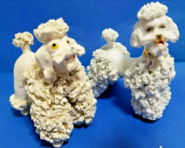 2 Spaghetti WHITE Poodle Puppy Dogs Vintage Figurines #5 - $39.55