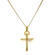 Vintage Signed 14k Gold Filled Lenox Cross Porcelain Pendant Necklace sz 19 1/2 - £39.69 GBP