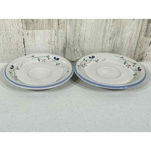 Allegro Stoneware Hearthside Floral Blue Pattern Lot of 2 saucers - £4.62 GBP