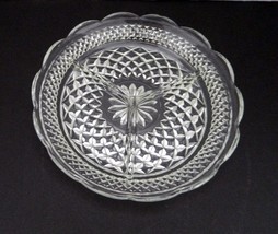 Vintage Wexford Three Part Relish dish 8 1/2 inches Scalloped Edge Diamo... - £12.27 GBP