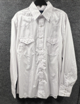 VTG Wrangler Shirt Mens Large White Pearl Snap Button Down LS Cowboy Preppy - £22.42 GBP