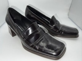 Sesto Meucci Wm Shoes Sz 5 1/2 Black Slip On Block Heel Loafer Style - £15.97 GBP