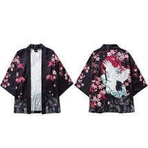 Japanese Style Kimono Jackets Crane  2022 Men Harajuku Streetwear Short Jacket C - £62.46 GBP