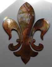 Fleur de Lis  approx 15&quot; tall Copper/Bronze Plated Metal Wall Decor - £26.56 GBP