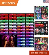 Vibrant 48 Pcs Party Glasses - Multicolor LED Shutter Shades For All Ages - $46.50