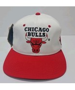 Vtg 90s Chicago Bulls Hat Snapback White Red The G Cap NBA Double Logo NWT  - $59.35