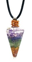 7 Chakra Orgone Generator Necklace Pendant EMF Protection Copper Coil Jewellery - £13.77 GBP