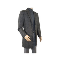 Men RENOIR Wool Blend Charcoal Gray English Plaid 3/4 Length Coat 43-18-095 image 9