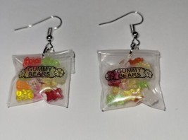 Gummy Bear Bag Earrings Silver Wire Kids Candy - £6.79 GBP