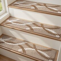 Durable Non-Slip 15 PCS Stair Treads - Easy Clean 3D Geometric Design fo... - $163.30