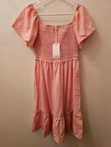 Grace Karin Womens Flowy Smocked Short Sleeve Mini Dress Pink - S - £21.30 GBP