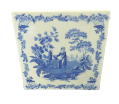 Lady at the Well Spode Tile Trivet Hot Plate L0906 Blue White 6&quot; Square Floral - £14.59 GBP