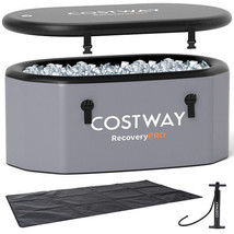 XL 129 Gal Oval Ice Bath Tub with Cover and Hand Pump for Athletes-Gray - Color: - $7,155.16 MXN