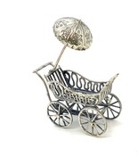 Vtg Sterling Signed Medusa Oro Italy Filigree Style Baby Pram Trolley Mi... - £109.50 GBP