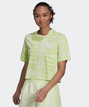 Adidas Originals Crop Tee All Over Print Oversized Green Women&#39;s Sz XL NWT  Lime - £18.39 GBP