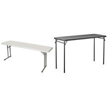 6 Foot Heavy Duty Seminar Folding Table, 18&quot; X 72&quot;, Light Grey &amp; Cosco 2... - $258.99