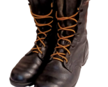 RO SEARCH BLACK LEATHER MILITARY COMBAT LACE UP BOOTS MEN SIZE 6 R - $48.07