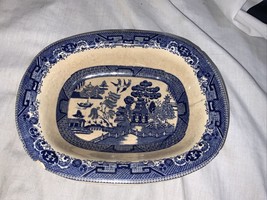 Buffalo Pottery Oval Vegetable Bowl 1925 Semi Vitreous Blue Willow - £11.14 GBP