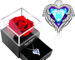 Preserved Real Rose with Angel Necklaces, Forever Flower Rose Handmade E... - $24.11