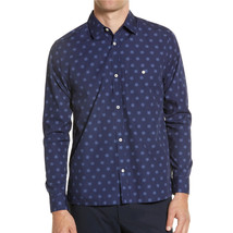 Ted Baker London Men&#39;s Long Sleeve Ilenka Abstract Floral Geo Print Shirt Navy - £35.37 GBP