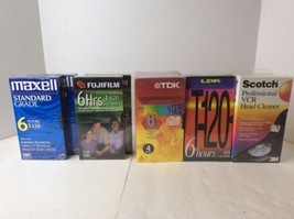Scotch TDK FujiFilm Maxell LOT of 10 VHS VCR Sealed Blank Tapes 6HR Record - £35.49 GBP