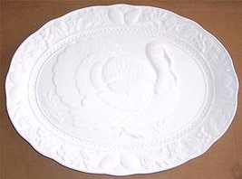 Vintage Thanksgiving Porcelain White Turkey Embossed Platter Embossed - ... - $49.99