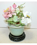 Vintage JADE TREE with Semiprecious Stone Flowers and Leaves #2 - $129.99