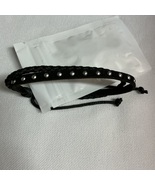 Black Braided Bracelet with Silver Studs Metal Dots - $6.25