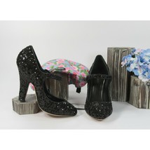 Dolce &amp; Gabbana Black Sequin Leather Mary Jane Heels Size 38.5 NIB - £391.33 GBP