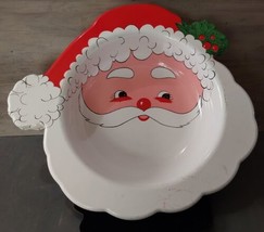 Vintage Ullman Plastic Santa Claus Face Christmas Serving Bowl Appetizers 16x3 - £13.07 GBP